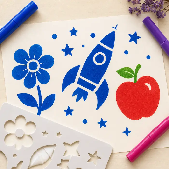 Stencil art marker example for kids