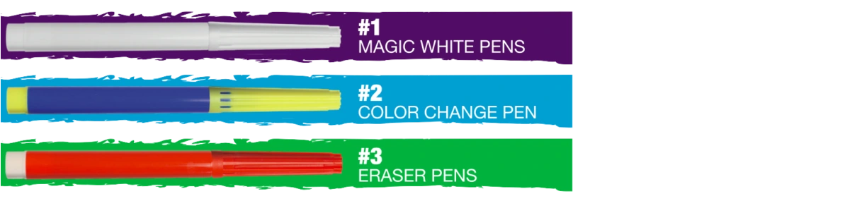 Magic Pens – White Pen, Color Change Pen and Eraser Pen